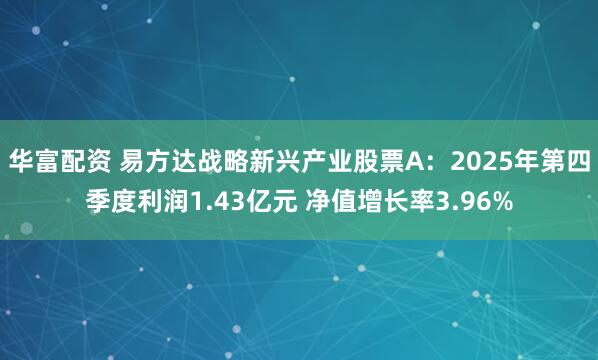 华富配资 易方达战略新兴产业股票A：2025年第四季度利润1.43亿元 净值增长率3.96%