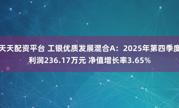 天天配资平台 工银优质发展混合A：2025年第四季度利润236.17万元 净值增长率3.65%